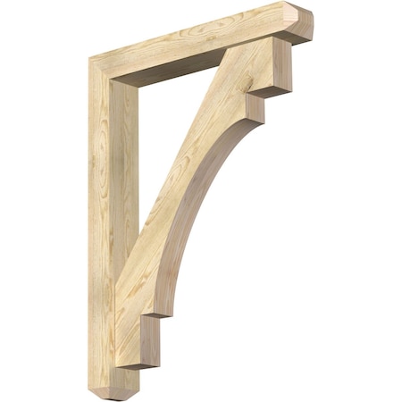 Ekena Millwork Merced Craftsman Rough Sawn Bracket w/ Offset Brace, Douglas Fir, 6"W x 36"D x 48"H BKT0604X36X48MRC04RDF